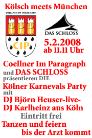 Kölner Karnevals Party im Schlosszelt, Schwere Reiter Str. 15. Tanzen und Feiern bis der Arzt kommt mit BJÖRN HEUSER  -LIVE- und DJ Karlheinz aus Köln. Eintritt frei! 